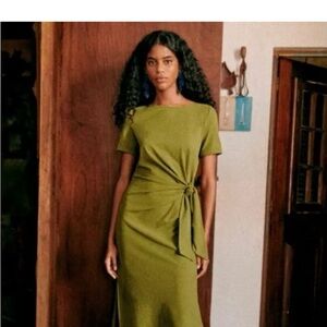 Sezane long Pippa dress kiwi no tags but just tried it on once